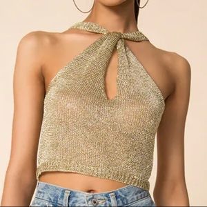 marianna halter top gold size small
